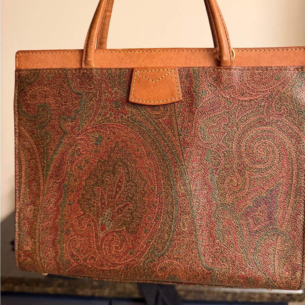 ETRO Milano Essential Paisley Leather Tote Bag